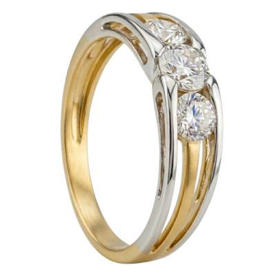 Bague de Fiançailles Diamants de Synthèse 0,61 ct en 2 Ors Jaune et Blanc 750, Taille 54 - Ocarat
