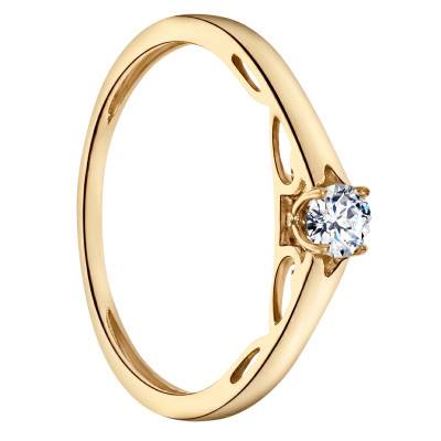 Solitaire Éclat Diamant 0,15 ct en Or Jaune 375 - Amore