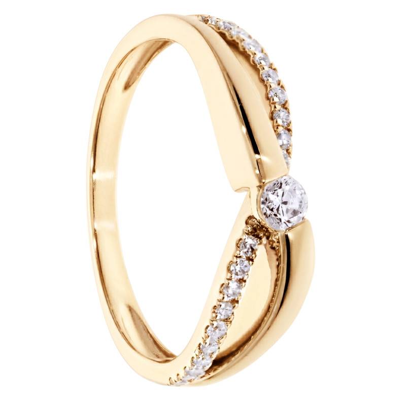 Crossover Yellow Gold 375 Diamond Solitaire Engagement Ring - Amore