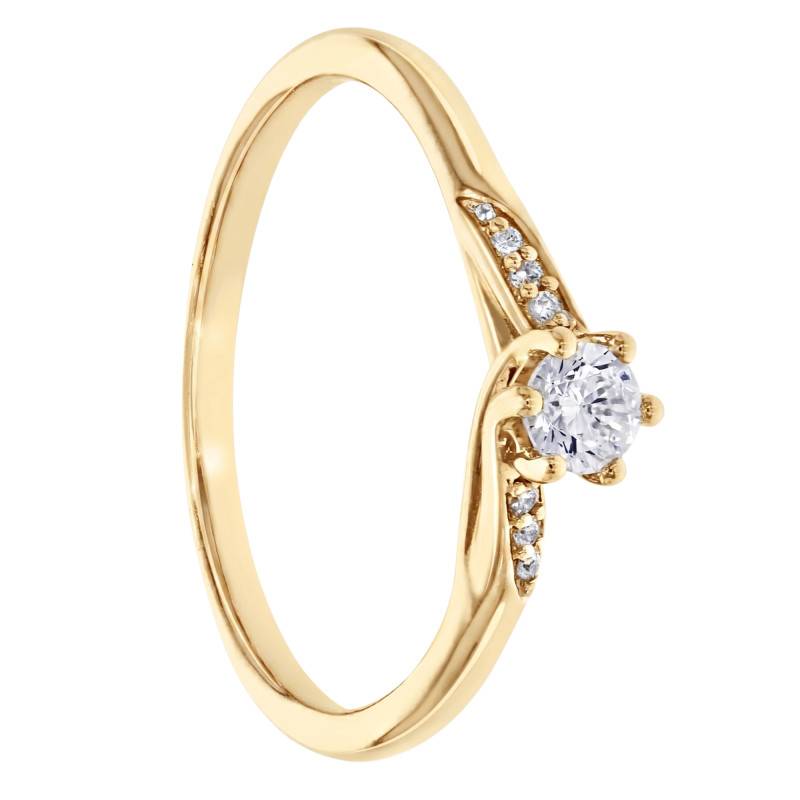 Bague Solitaire Tourbillon Diamants 0,21 ct en Or Jaune 375 - Amore