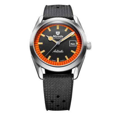 Super Antarctic Black & Orange 38mm Watch with Date 32056A - Nivada Grenchen