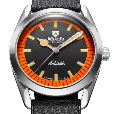 Montre Super Antarctic Black & Orange 38mm no date 32057A - Nivada Grenchen