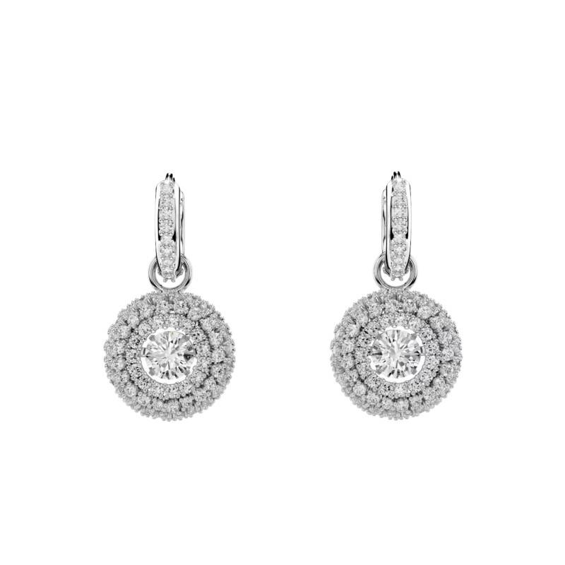 Sublima Glam Rhodium-Plated Metal & White Crystal Drop Earrings - 5738193 - Swarovski