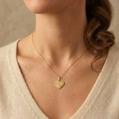 Médaille Cœur Vierge à l'Enfant Or Jaune - Lucas Lucor