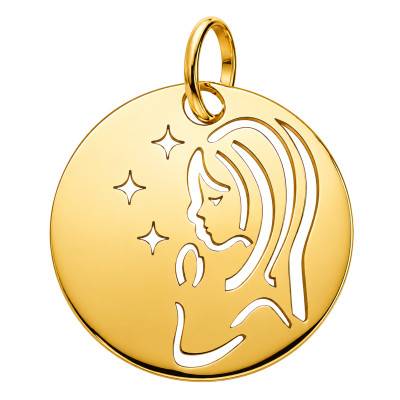 375/1000 Yellow Gold Openwork Virgin Mary Medal, 15 mm Diameter - Lumiosa