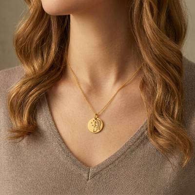 375/1000 Yellow Gold Openwork Virgin Mary Medal, 15 mm Diameter - Lumiosa