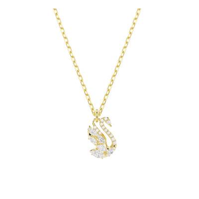 Collier Swan Pave Cygne Métal Doré à l'Or Jaune 750 & Oxydes de Zirconium, Longueur 38 cm Ajustable - 5754626 - Swarovski