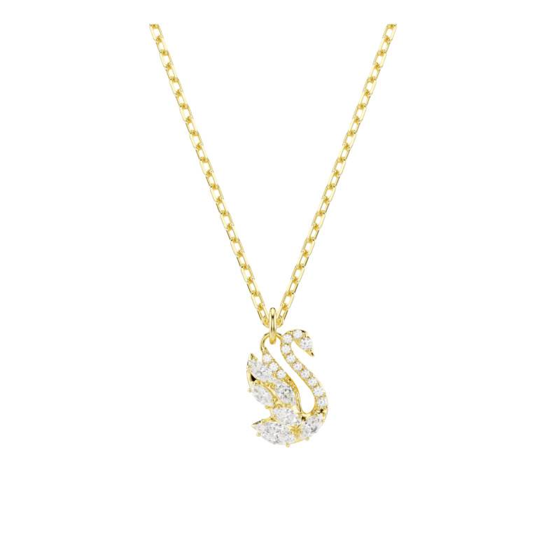 750 Yellow Gold-Plated Metal & Zirconia Swan Pave Swan Necklace 38 cm Adjustable - 5754626 - Swarovski