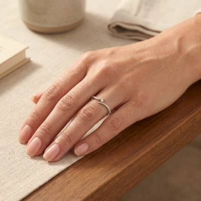 Bague Solitaire Accompagné Croisée en Or Blanc 750 & Diamants - Amore