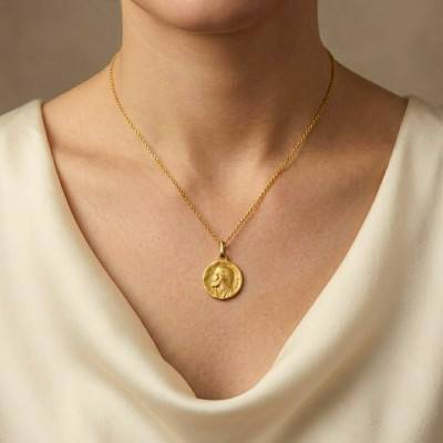 Médaille Christ en Or Jaune 375, Diamètre 18 mm - Augis