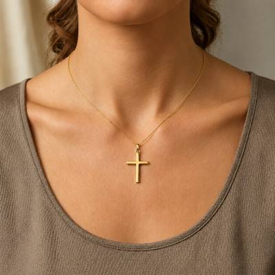 Croix Simple en Or Jaune 375, Dimension 22 x 15 mm - Augis