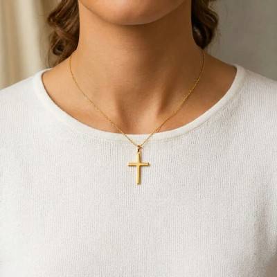 Croix Simple en Or Jaune 375, Dimension 18 x 12 mm - Augis