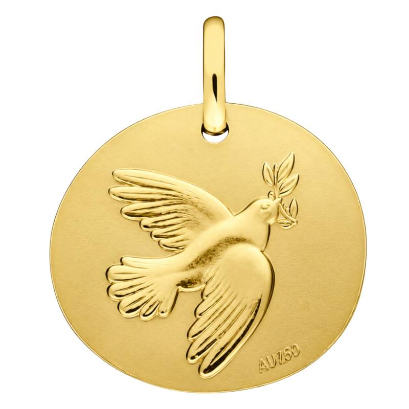 Yellow Gold 375 Pebble Dove Medal, 16 mm Diameter - Augis