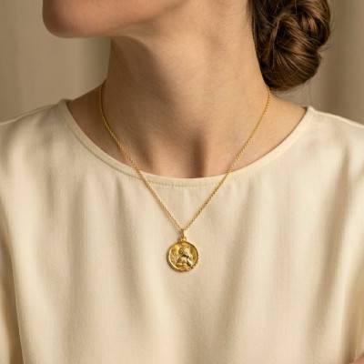 Médaille Ange de Raphaël en Or Jaune 375, Diamètre 16 mm - Augis