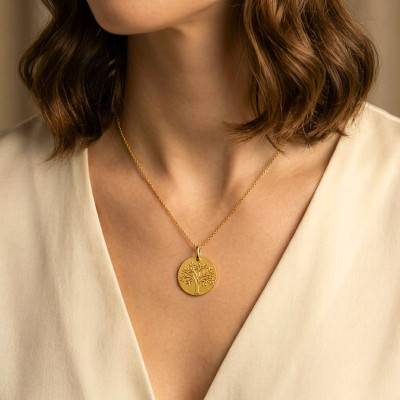 Médaille Arbre de Vie Oiseau en Or Jaune 375, Diamètre 18 mm - Augis