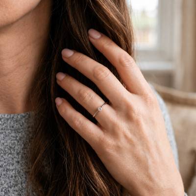 Bague Solitaire Diamant HSI 0,30 ct en Or Blanc 375 - Amore
