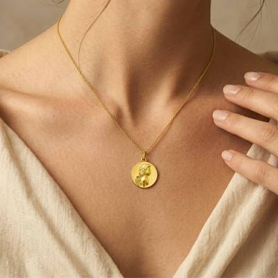 Médaille Ange de Profil en Or Jaune 375 ou 750, Diamètre 18,50 mm - Argyor