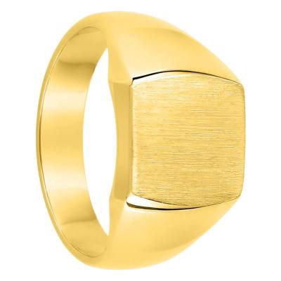 Chevalière Plateau Brossé en Or Jaune 375, Dimension 8 x 10 mm - Taille 65 - Imperium