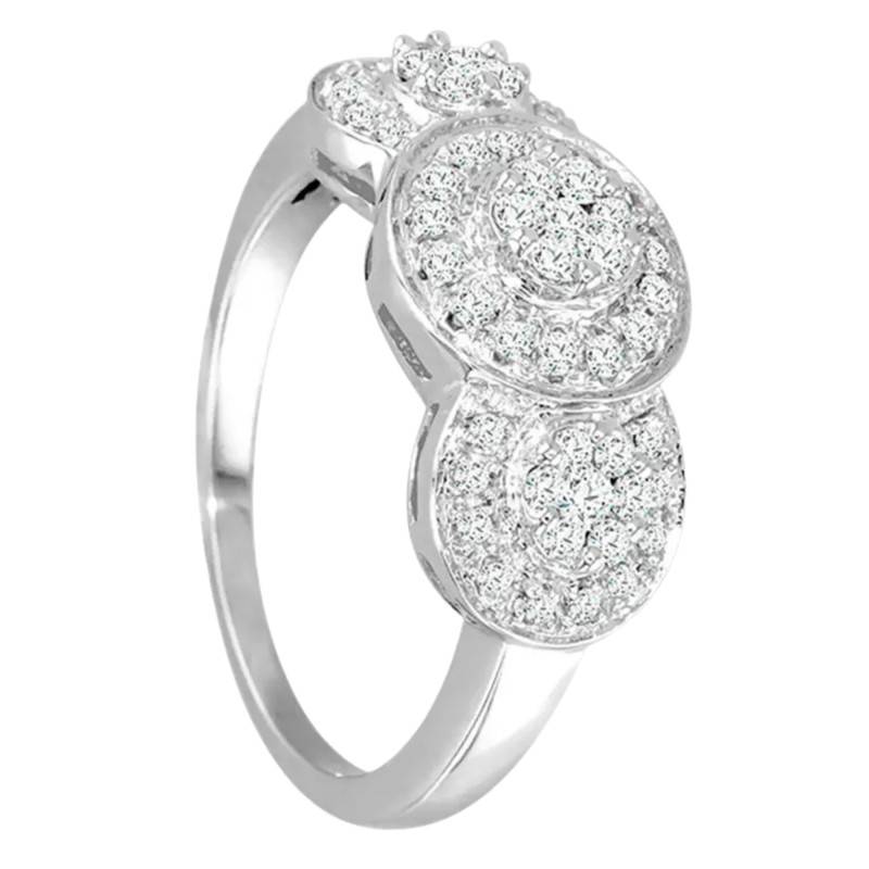 Bague de Fiançailles 3 Fleurs Diamants de Synthèse en Or Blanc 375 - Amore