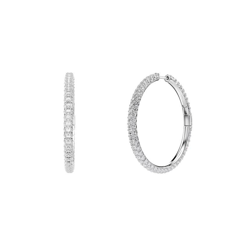 Boucles d'Oreilles Créoles Dextera en Métal & Cristaux Blancs, Diamètre 35 mm - 5754156 - Swarovski