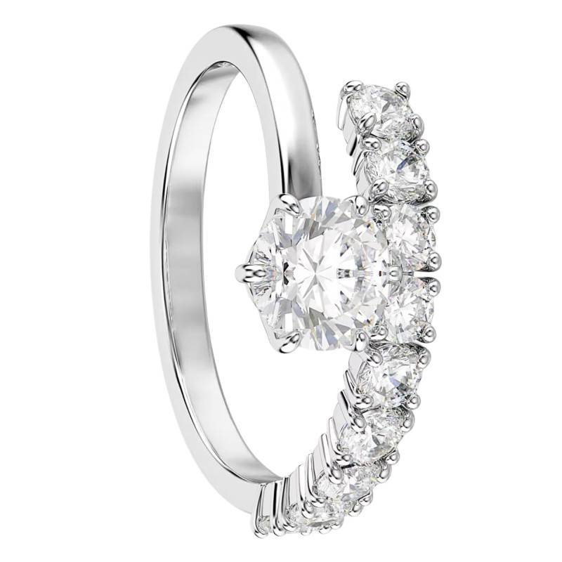 Rhodium-Plated Metal & Zirconia Matrix Half-Turn Ring - 5753573 - Swarovski