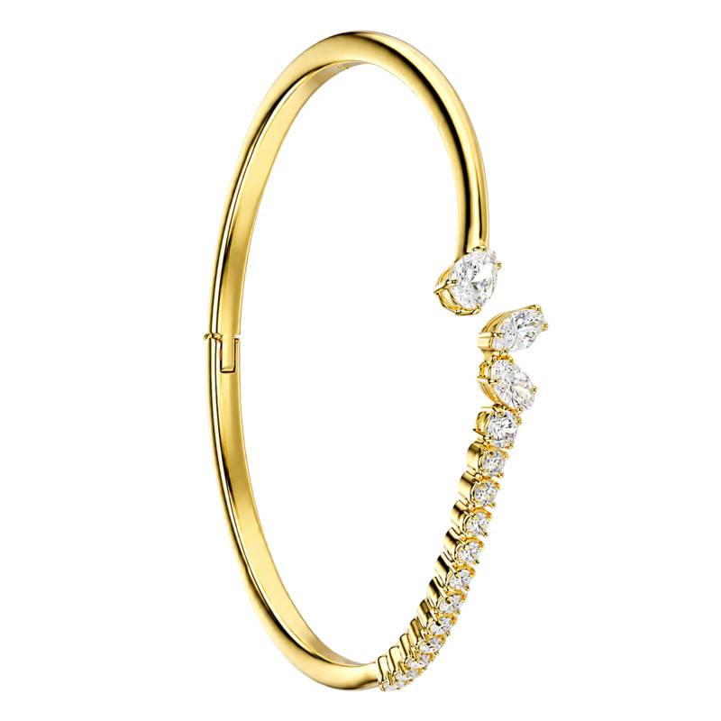 750/1000 Yellow Gold-Plated Mixed Metal White Zirconium Oxide Mesmera Attract Bangle - 5761639 - Swarovski