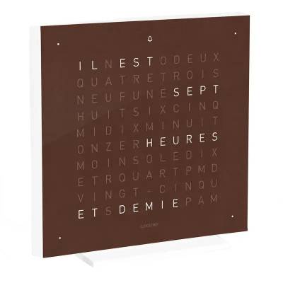 Earth 13.5 Dark Chocolate Table Clock in English - Qlocktwo