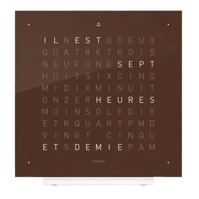 Earth 13.5 Dark Chocolate Table Clock in English - Qlocktwo