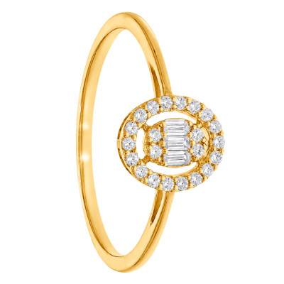 Bague de Fiançailles Ovale en Or Jaune 750 & Diamants 0,16 ct - Amore
