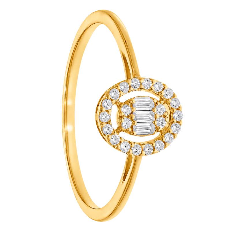 Oval Yellow 750/1000 Gold & Diamond Engagement Ring 0.16 ct - Amore
