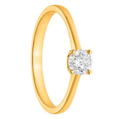 Bague Solitaire Diamant HSI 0,30 ct en Or Jaune 375 - Amore
