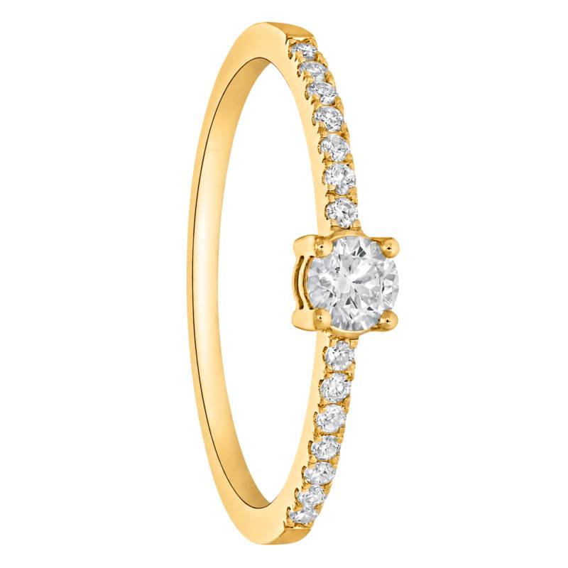 Accompanied Solitaire Yellow Gold 375 & 0.31 ct Diamond Ring - Amore