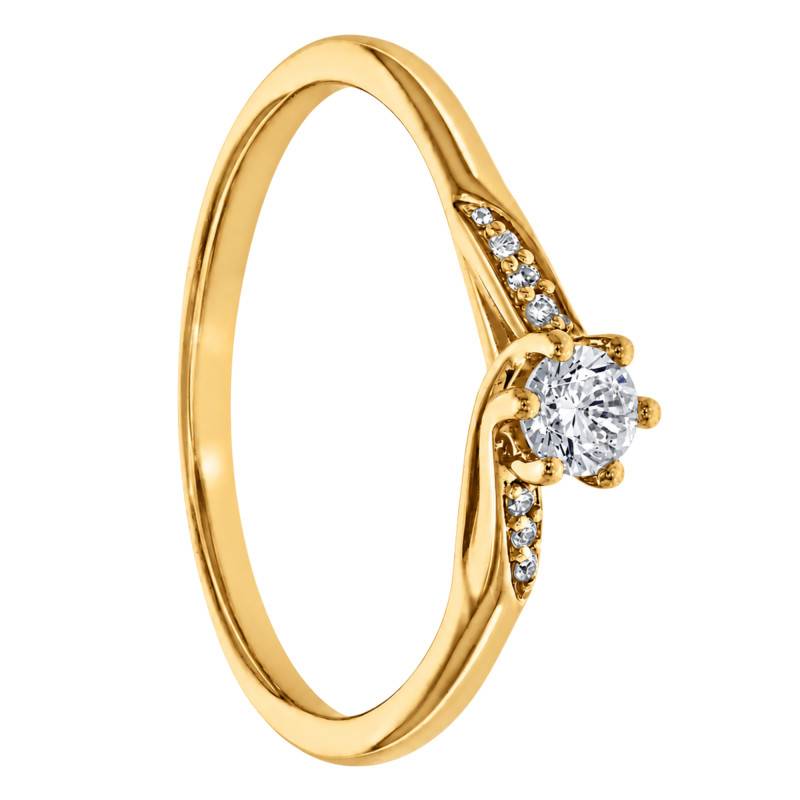 Bague Solitaire Tourbillon Diamants 0,21 ct en Or Jaune 375 - Amore