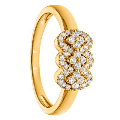 Bague de Fiançailles Trio Floral en Or Jaune 375 & Diamants 0,22 ct - Amore