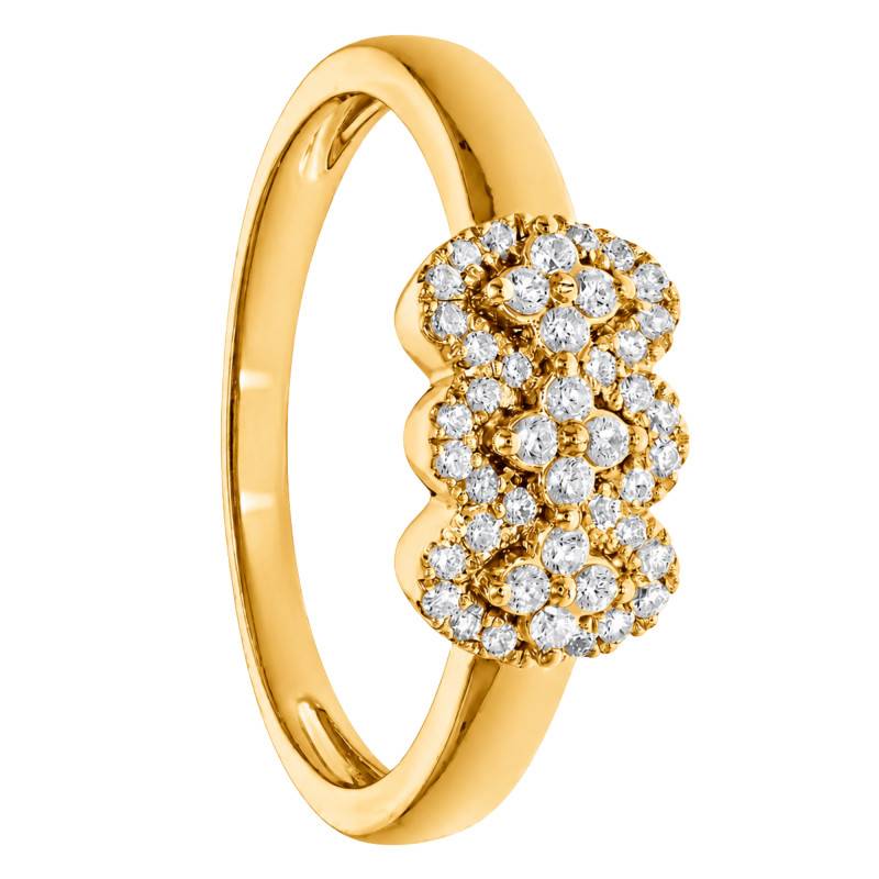 Bague de Fiançailles Trio Floral en Or Jaune 375 & Diamants 0,22 ct - Amore