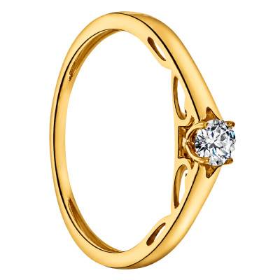 Solitaire Éclat Diamant 0,15 ct en Or Jaune 375 - Amore