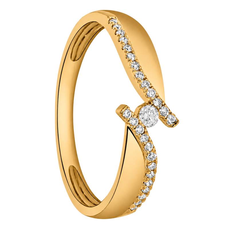 Intertwined Yellow Gold 375 Diamond Solitaire Engagement Ring - Amore
