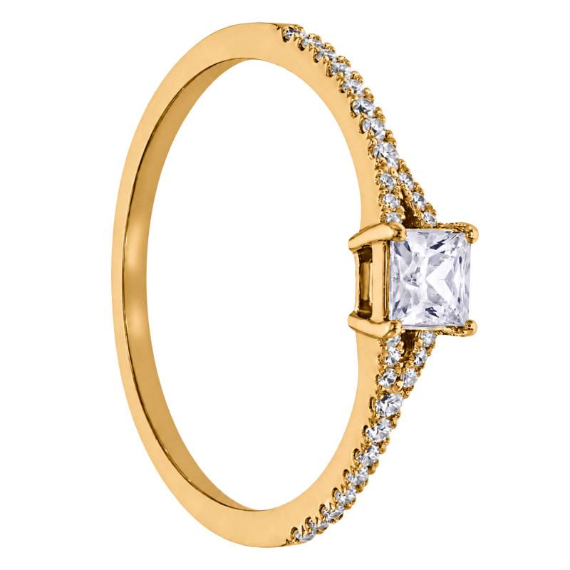 Yellow 375/1000 Gold Princess HSI1 0.30 ct Diamond Solitaire Ring - Amore
