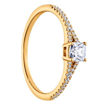Bague Solitaire Accompagné en Or Jaune 375 et Diamant HSI 0,30 ct - Amore