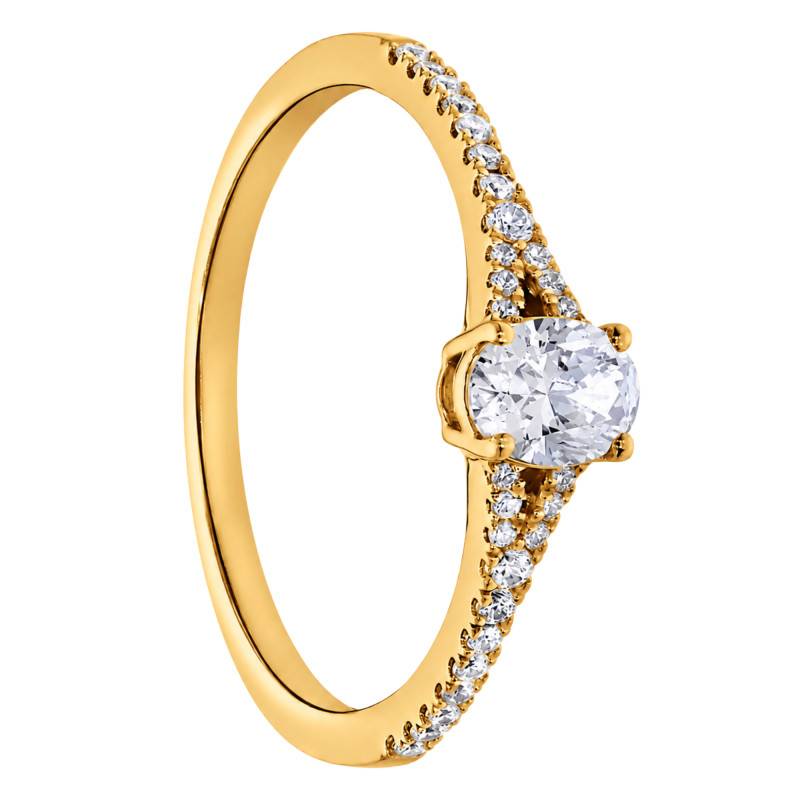 Bague Solitaire Accompagné en Or Jaune 375 et Diamant HSI 0,25 ct - Amore
