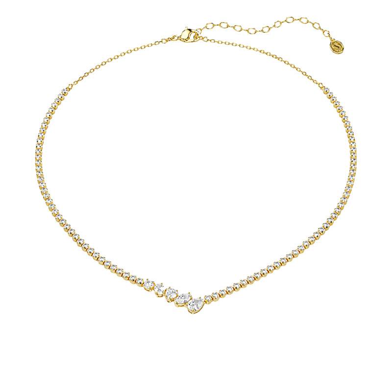 Yellow 750/1000 Gold-Plated Metal & Zirconia Mesmera Attract Necklace, Length 38 cm Adjustable - 5747931 - Swarovski