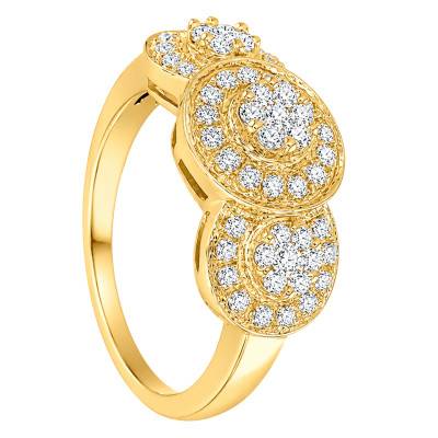 Bague de Fiançailles 3 Fleurs Diamants de Synthèse en Or Jaune 375 - Amore