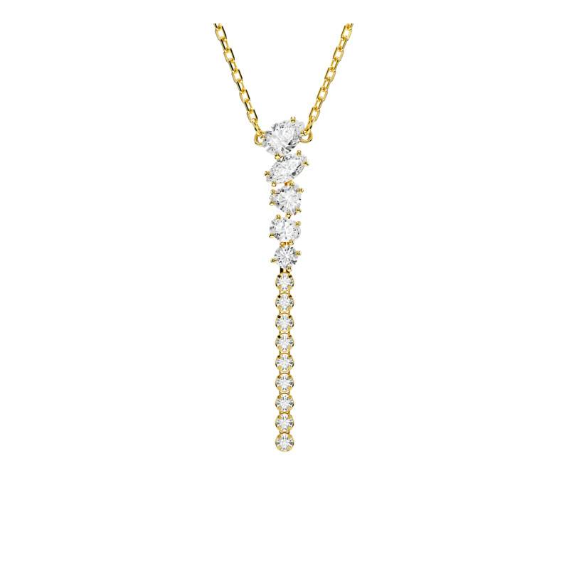 Yellow 750/1000 Gold-Plated Metal & Zirconia Mesmera Attract Y-Necklace, Length 48 cm Adjustable - 5747997 - Swarovski