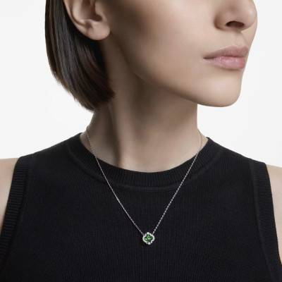 Collier Pendentif Una Angelic Vert en Métal Rhodié & Oxydes de Zirconium, Longueur de 38 cm à 45 cm - 5757785 - Swarovski