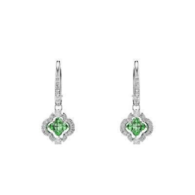Boucles d'Oreilles Pendantes Una Angelic Vertes en Métal Rhodié & Oxydes de Zirconium - 5758001 - Swarovski