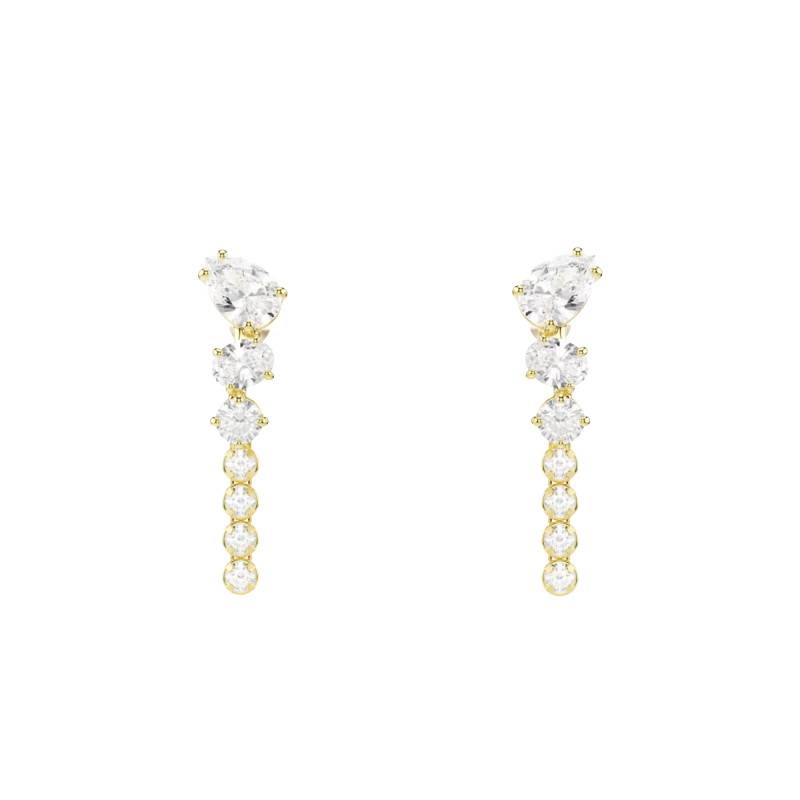 750/1000 Yellow Gold Metal Mesmera Attract Drop Earrings & Zirconium Oxides - 5747936 - Swarovski