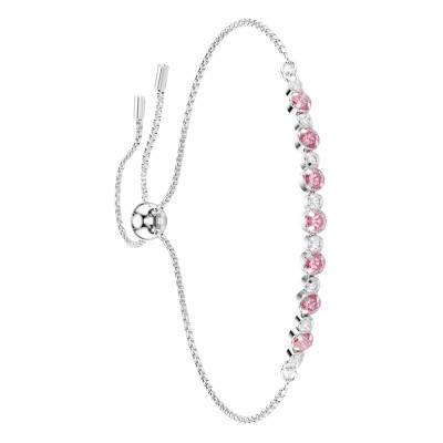 Bracelet Tennis Matrix en Métal Rhodié & Cristaux Roses, Longueur Ajustable - 5763042 - Swarovski