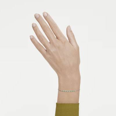 Bracelet Tennis Matrix en Métal Rhodié & Cristaux Verts, Longueur Ajustable - 5758987 - Swarovski