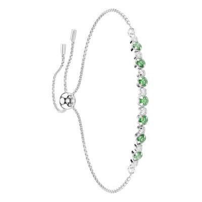 Bracelet Tennis Matrix en Métal Rhodié & Cristaux Verts, Longueur Ajustable - 5758987 - Swarovski