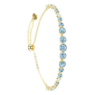 Bracelet Imber en Métal Doré & Cristaux Bleus, Longueur Ajustable - 5757824 - Swarovski